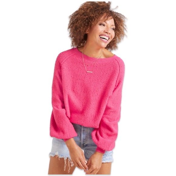Free People Found My Friend Boucle Knit Pullover Sweater in Candy Pink | Size XS - Picture 3 of 9